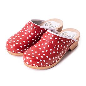 Dames anatomische klompen polkadot, rood