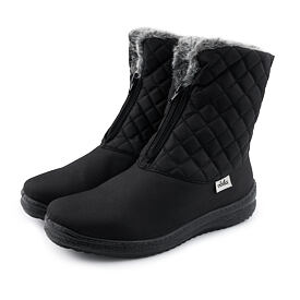 Dames gewatteerde sneeuwschoenen met rits, zwart