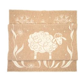 Merinowollen plaid met schaapjes, beige