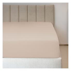 Katoenen jersey onderlaken, beige