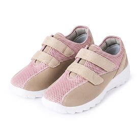 Ademende gel-sneakers voor dames met klittenband, beige-roze
