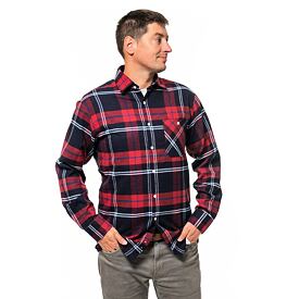 Flanellen overhemd voor heren, geruit, rood-blauw