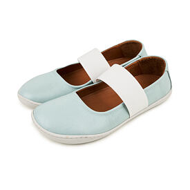 Leren barefoot ballerina's met elastiek Dara, turkoois
