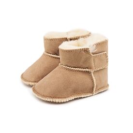 Kinder stapschoentjes met lamsbont, beige
