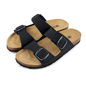 Heren anatomische kurkenslippers Ben, zwart