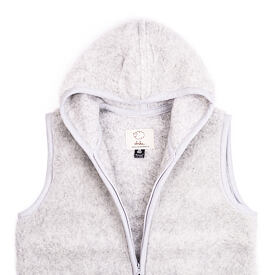 Gilet van Merinowol met capuchon lichtgrijs