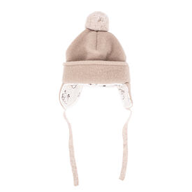 Kindermuts met pompon beige
