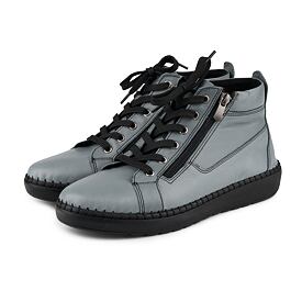 Lederen damessneakers met ritssluiting Marla, grijs