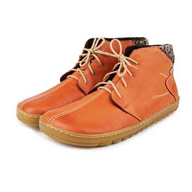 Dames barefoot lederen enkellaarsjes Kiska, oranje