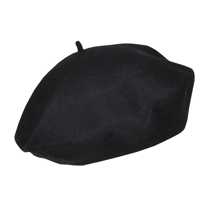 Wollen baret Merino, zwart