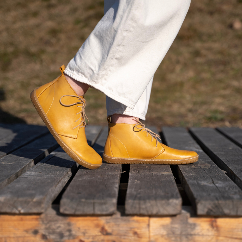 Dames leren Otilie barefoot schoenen, geel