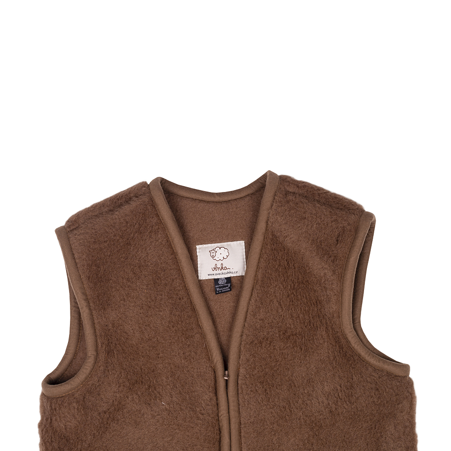 Gilet van Merino-wol met kameelwol, bruin