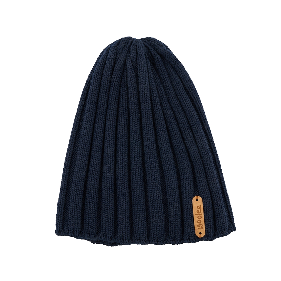 Wollen Woolee V34 muts donkerblauw