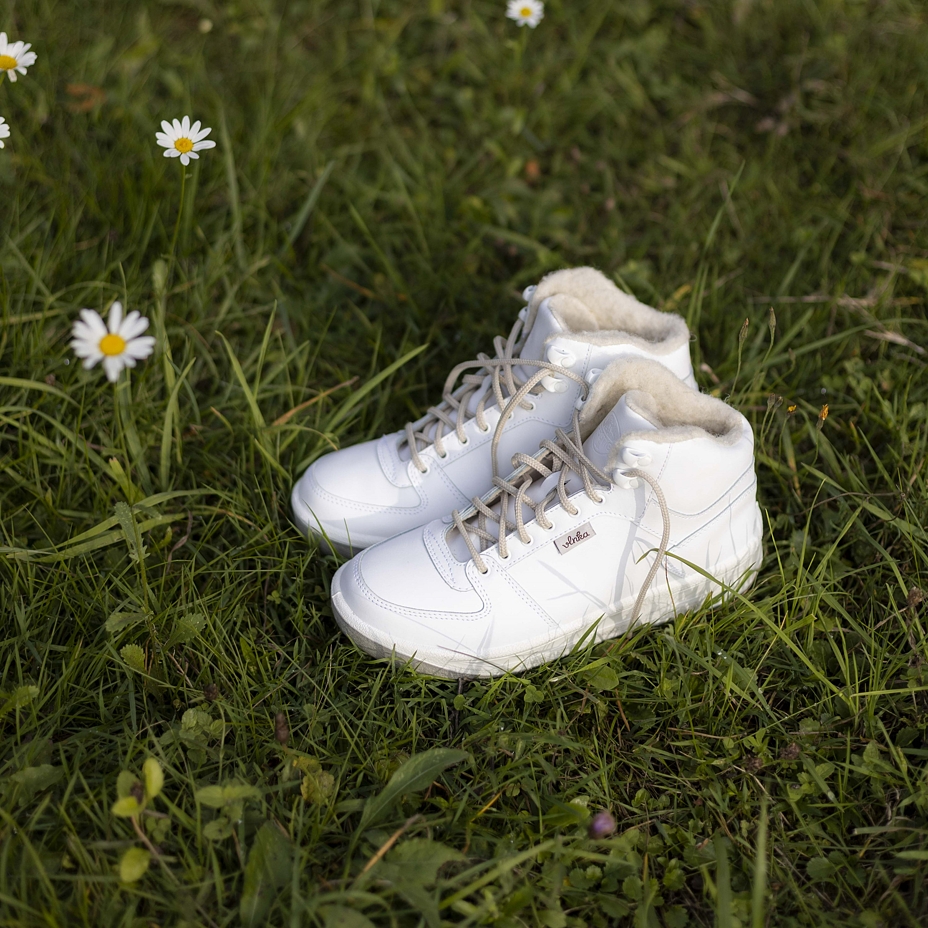 Dikke wollen Prestige-schoenen Vlnka hoog, wit