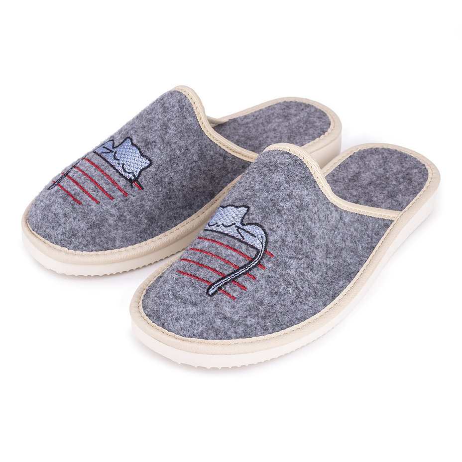Dames vilten slippers katje
