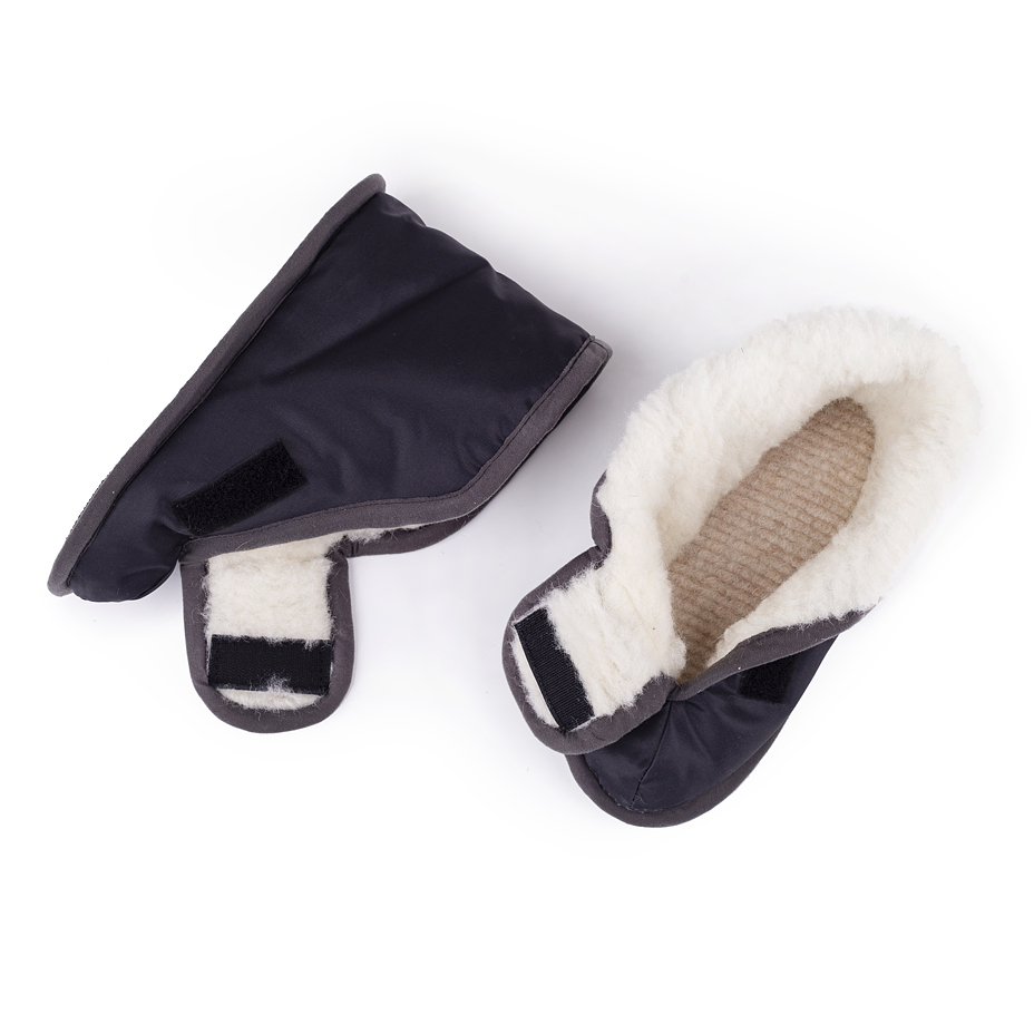 TV pantoffels Merino met klittenband, zwart