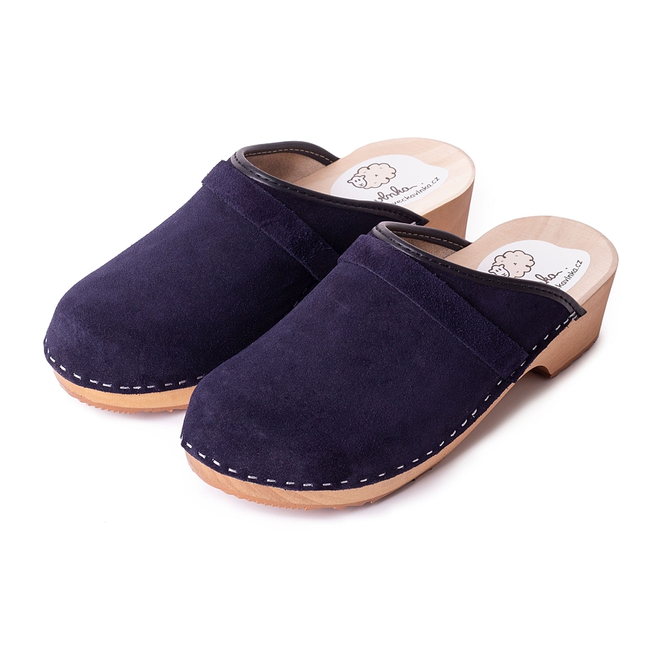 Dames anatomische klompen geborsteld leer, blauw