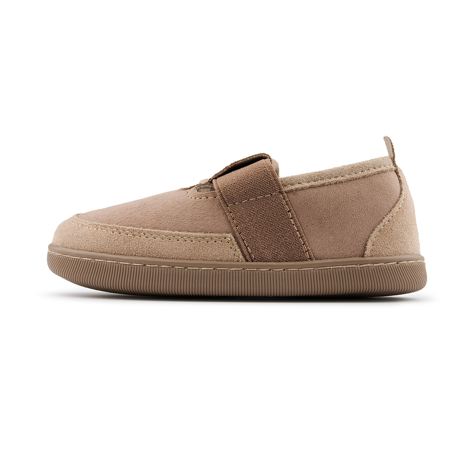 Kinder lederen pantoffels met schapenwol Lele, beige