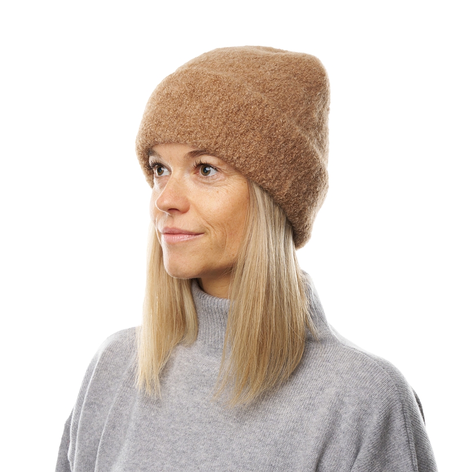 Alpacawollen muts met voering Merino Varella, bruin