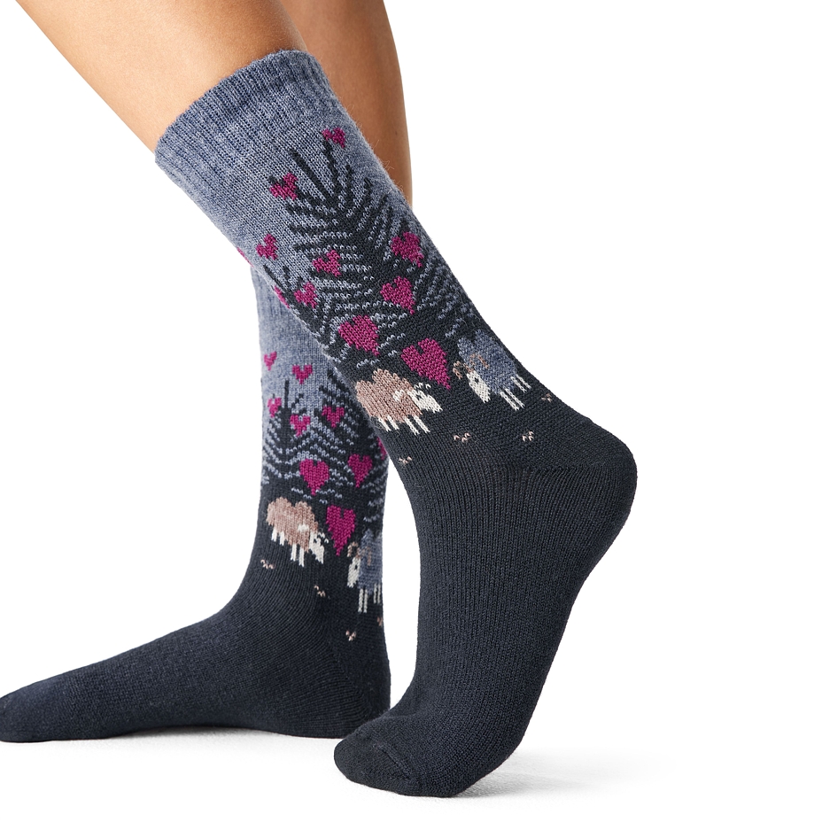 Sokken van merino schapenwol Love, donkerblauw