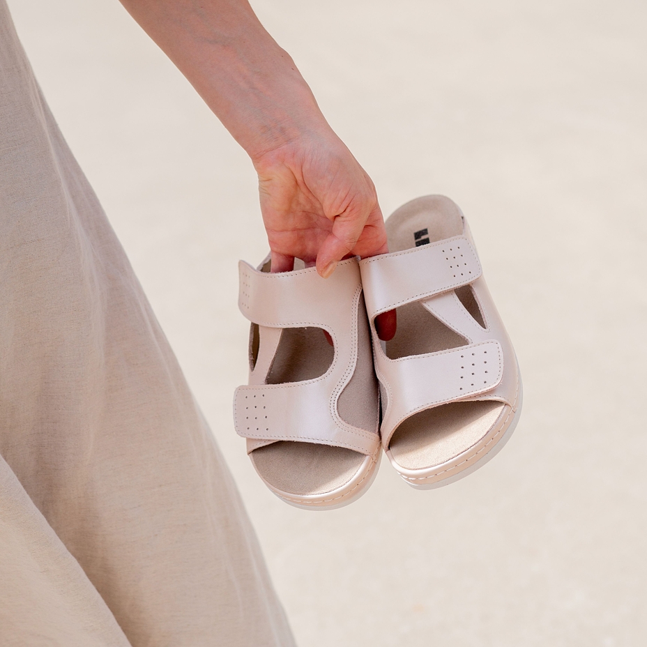 Leren damesslippers Lydie voor voeten met hallux valgus, roze