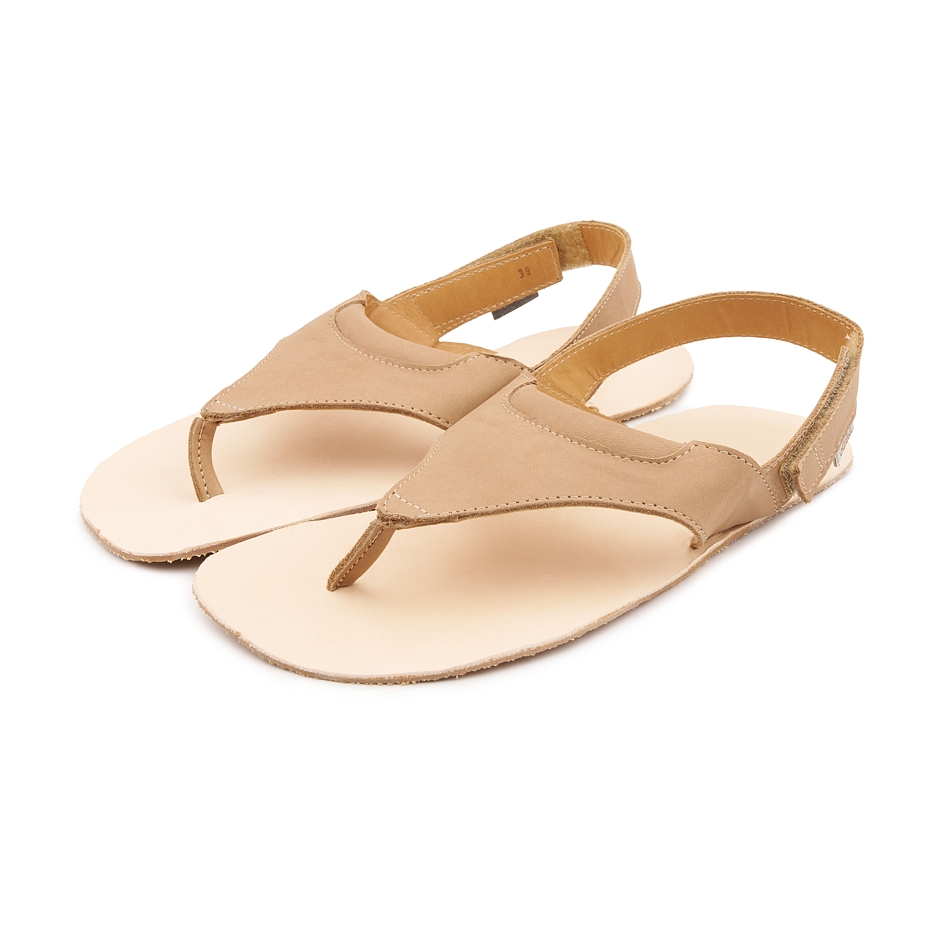 Dames barefoot leren sandalen Elen, lichtbruin