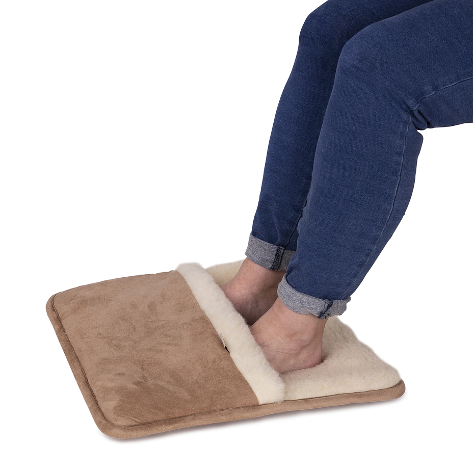 Schapenwollen voetenwarmer laag, bruin