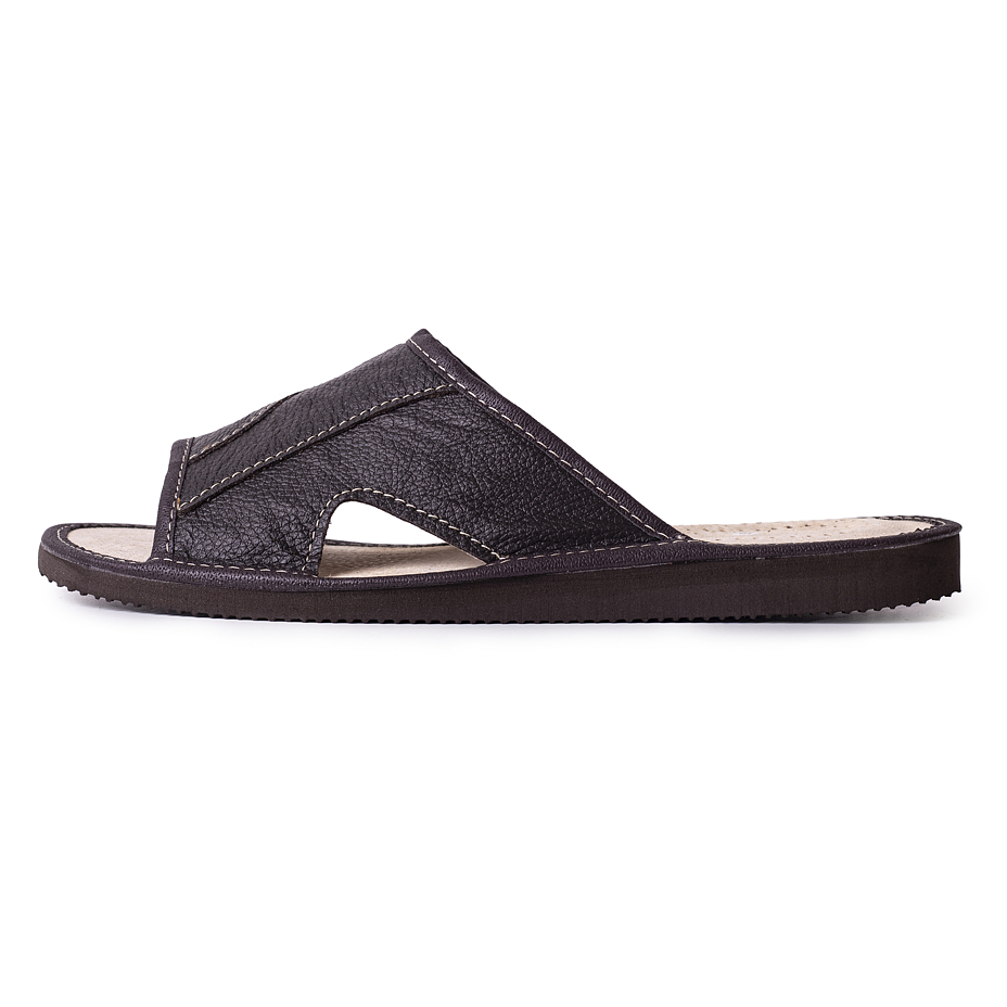 Heren lederen zomer slippers met open voorkant