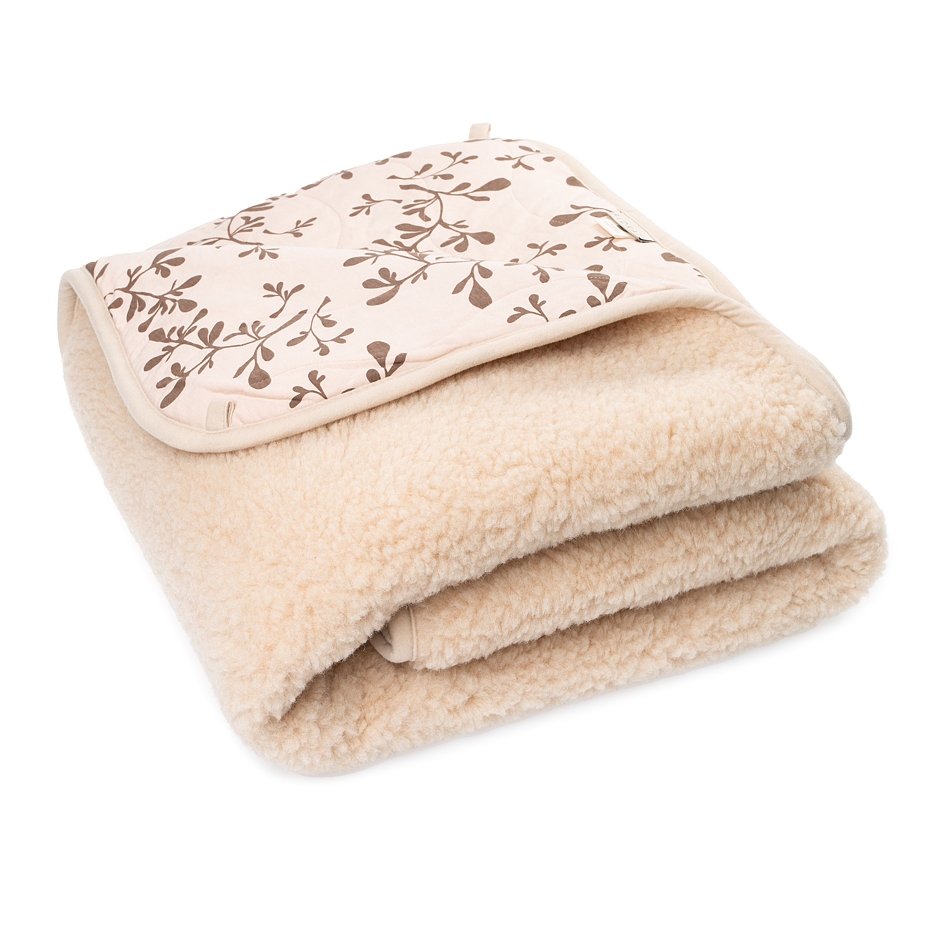 Deken van Merinowol, dubbellaags met voering beige