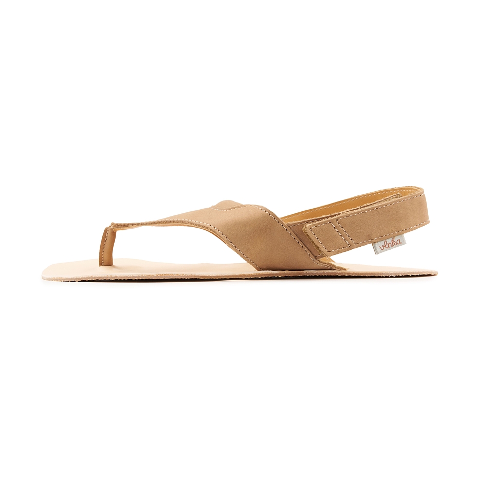 Dames barefoot leren sandalen Elen, lichtbruin