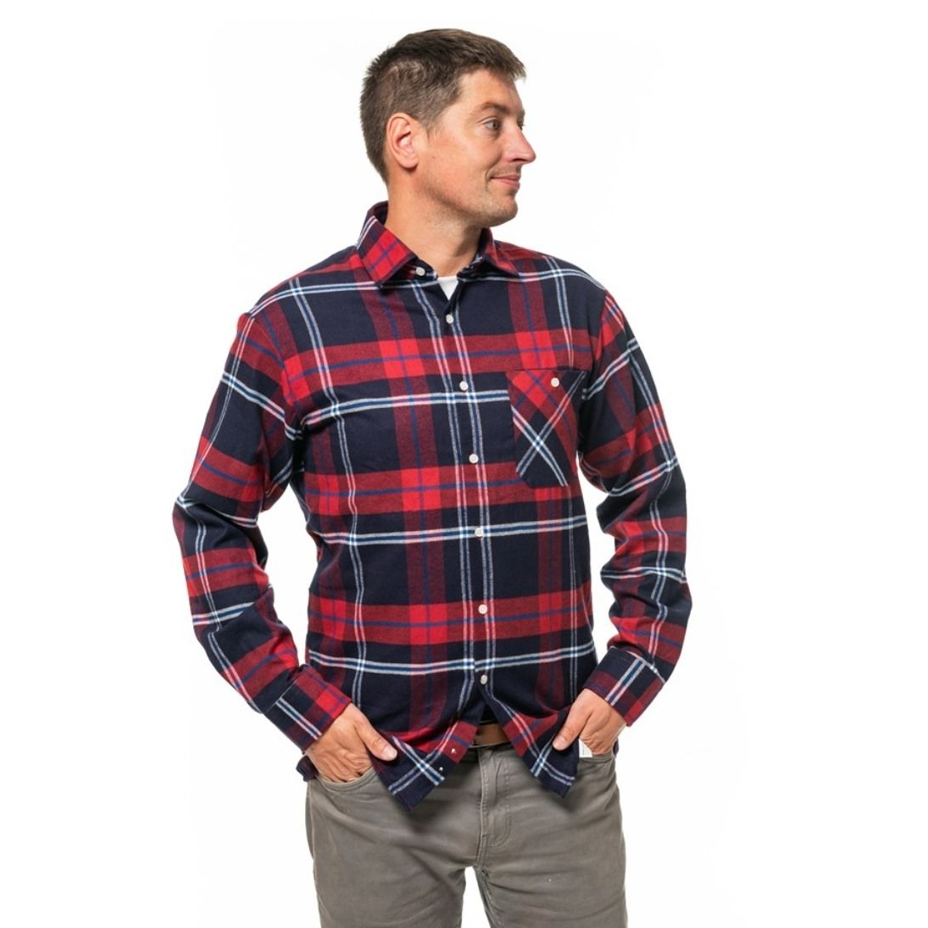 Flanellen overhemd voor heren, geruit, rood-blauw