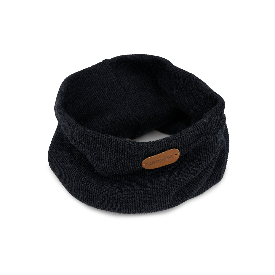 Wollen set voor heren, nekwarmer en muts, zwart