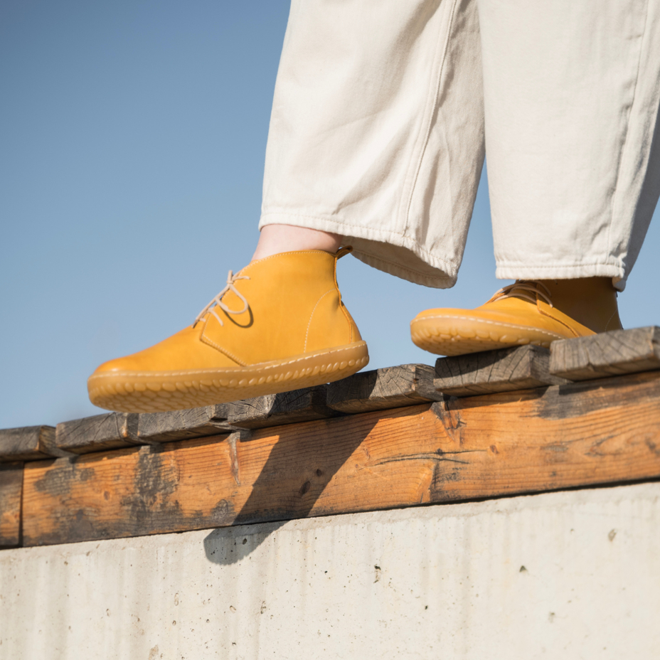 Dames leren Otilie barefoot schoenen, geel
