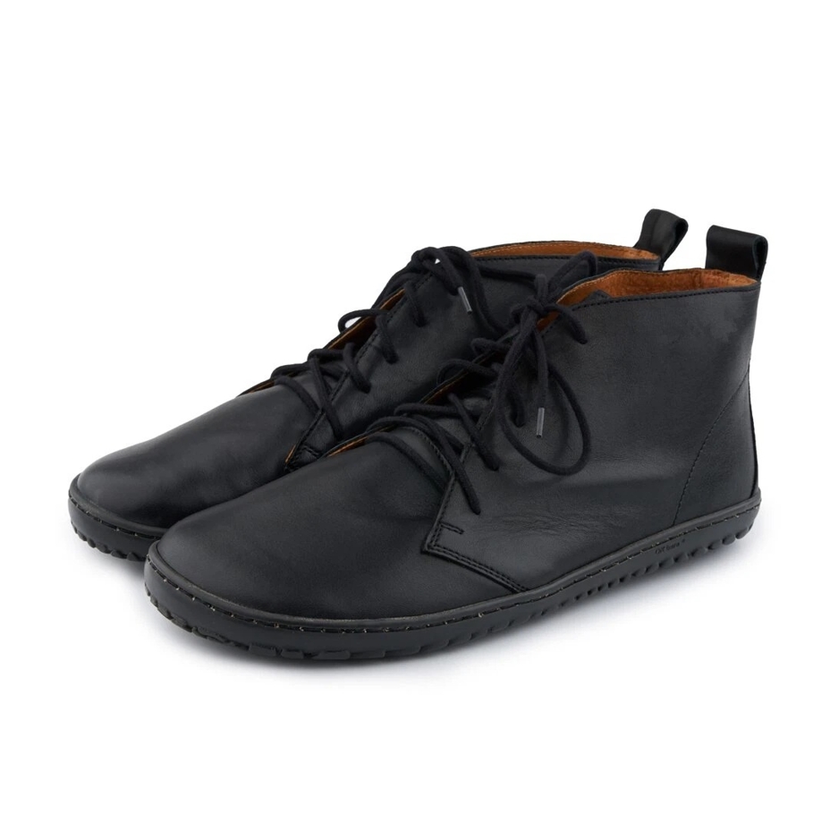 Heren leren Ondrej barefoot schoenen, zwart