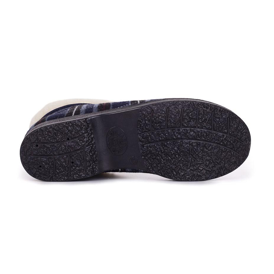Heren enkel pantoffels met schapenwol met rits Olda, geruit