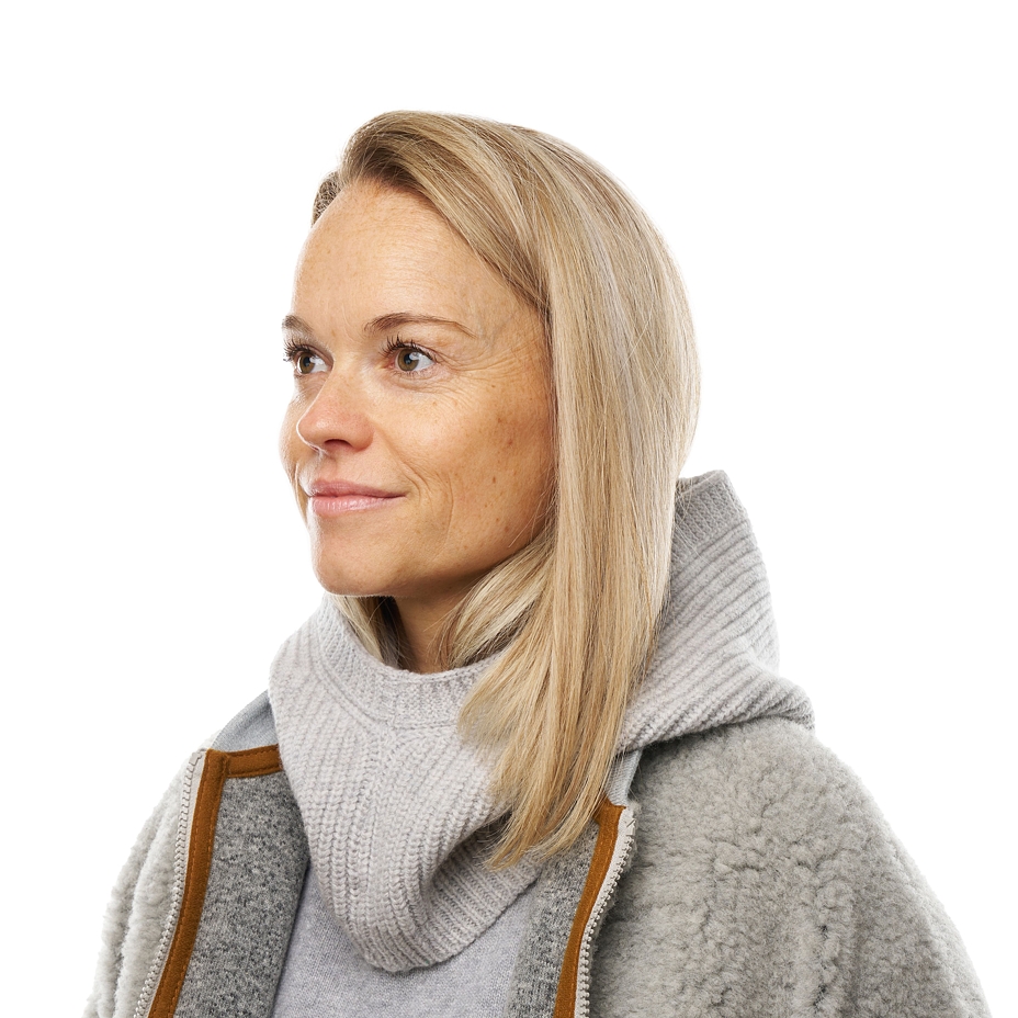 Gebreide Merino capuchon met kasjmier, lichtgrijs