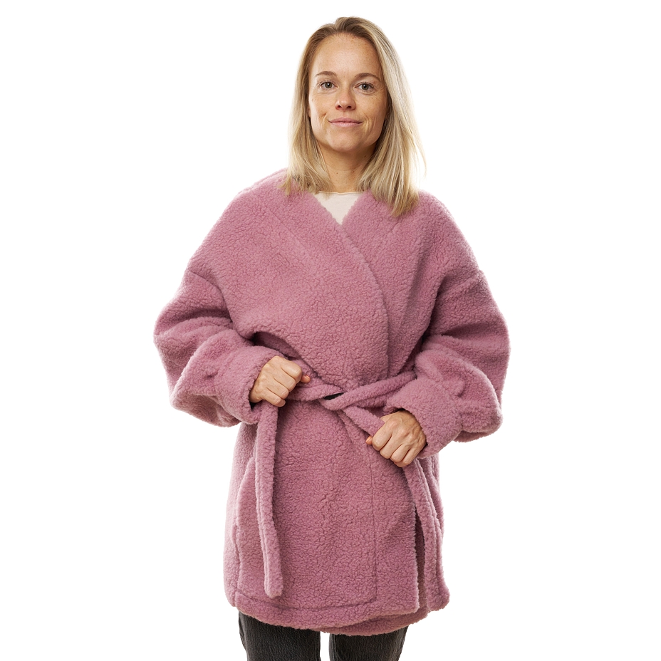 Dames wikkelcardigan van natuurlijke wol, roze