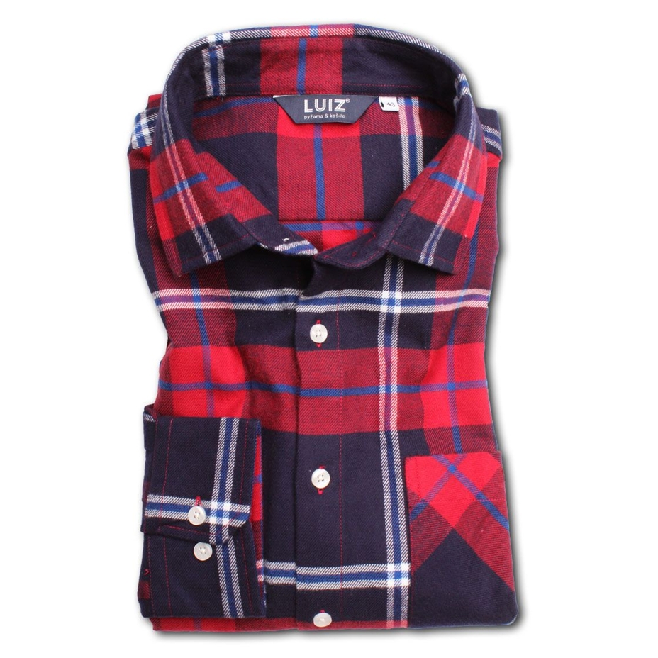 Flanellen overhemd voor heren, geruit, rood-blauw