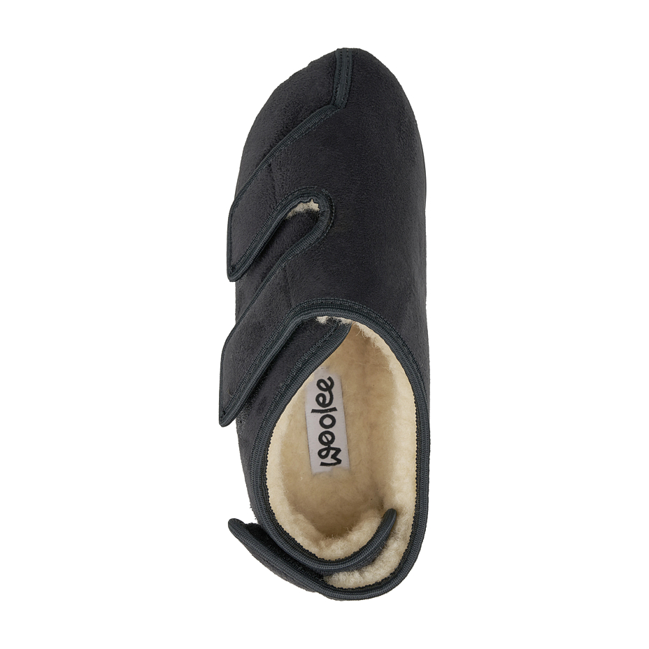 Geïsoleerde bandage schoenen voor dames met schapenwol en klittenband, zwart