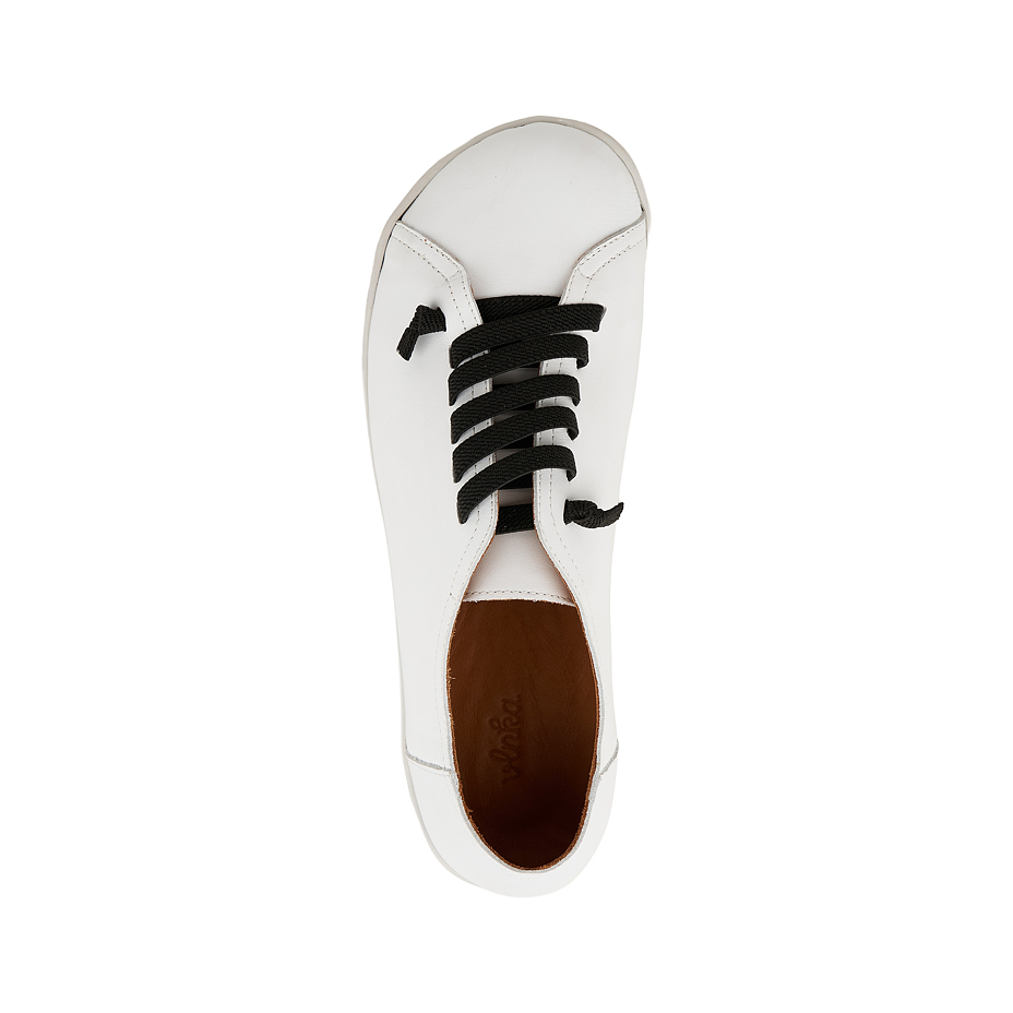 Dames leren barefoot sneakers met elastiek Onyx, wit