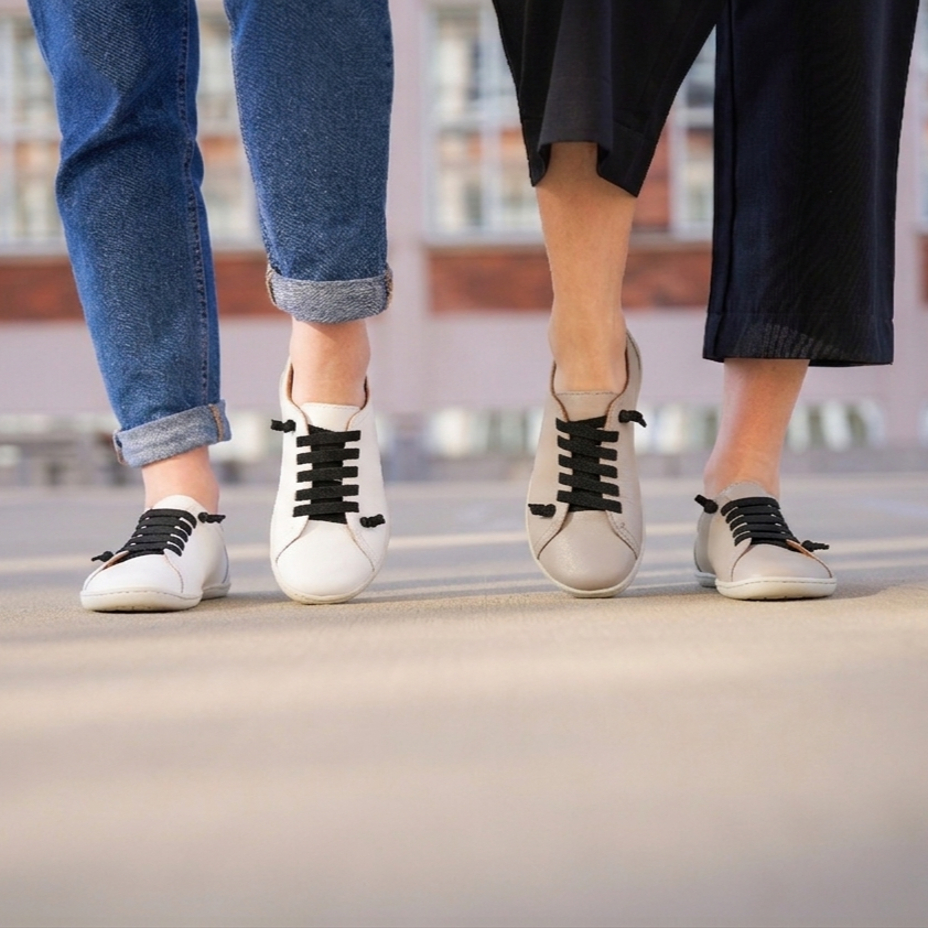Dames leren barefoot sneakers met elastiek Onyx, beige