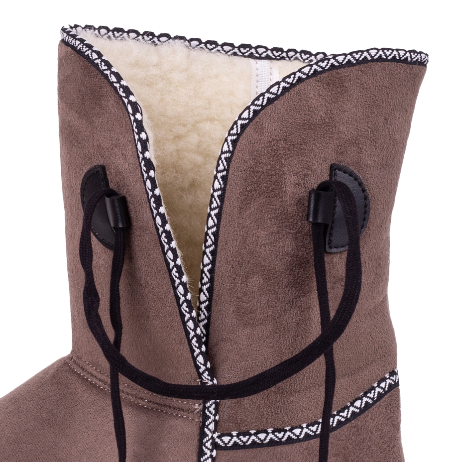 Dames boots met schapenwol, donkerbruin