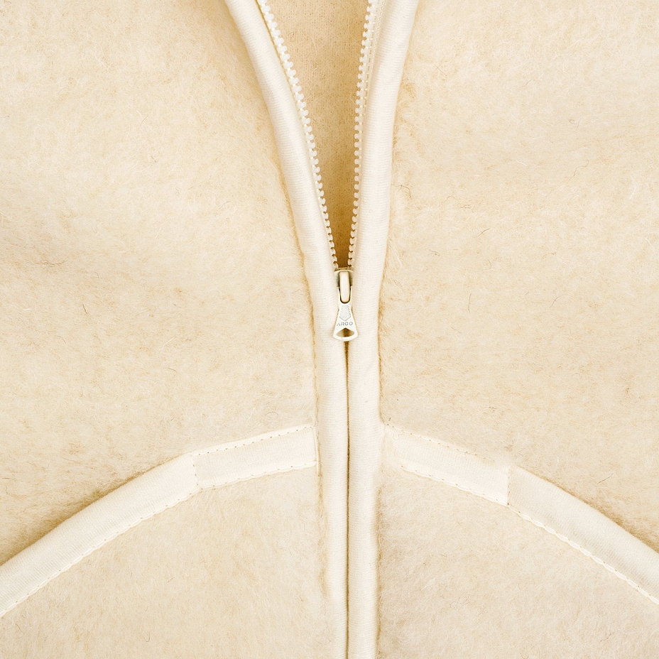 Gilet van Merinowol met capuchon natuurlijk