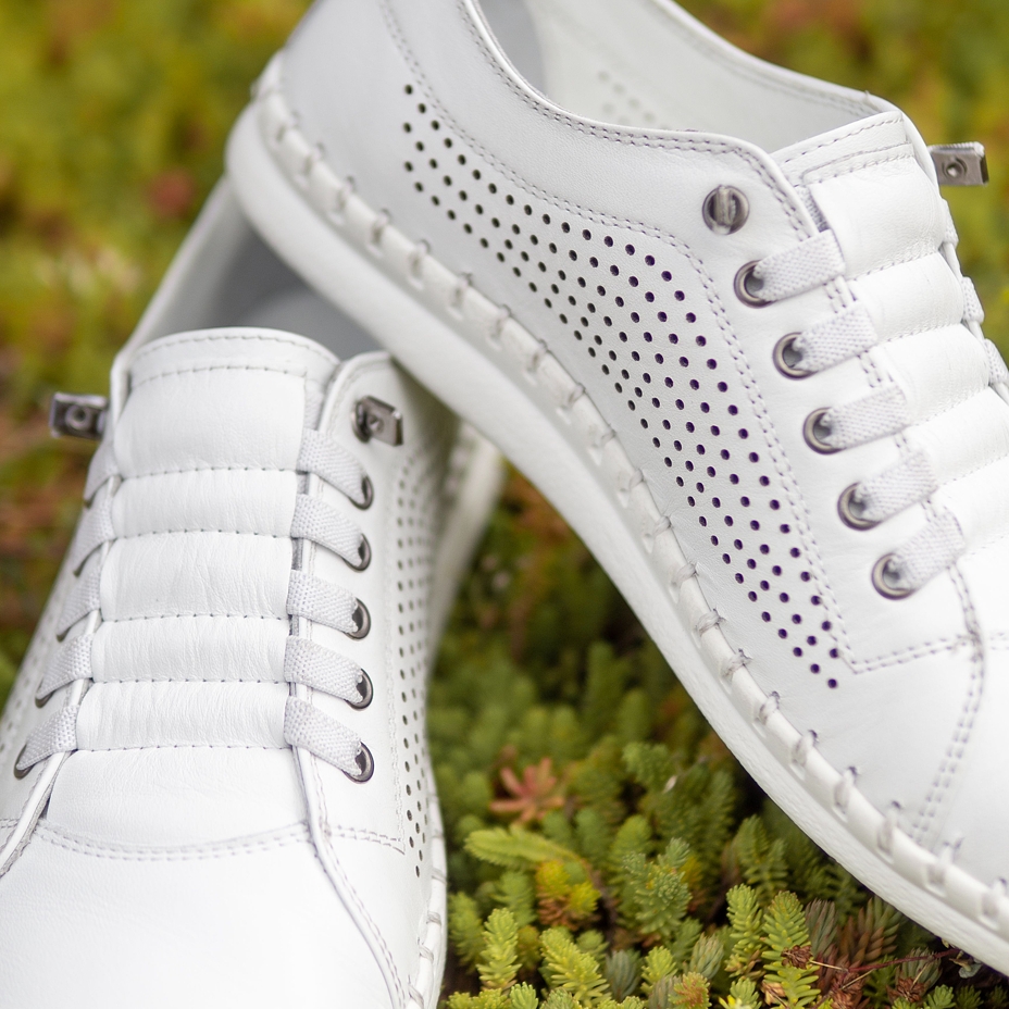 Leren damessneakers met elastiek Radana, wit