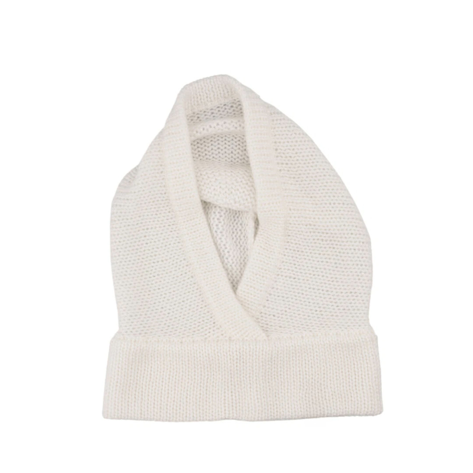 Gebreide capuchon met merino schapenwol Skandor, wit