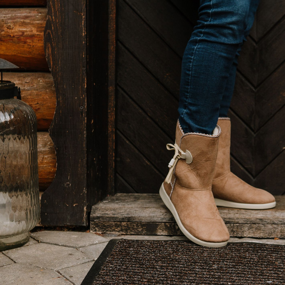 Dames boots met schapenwol, lichtbruin