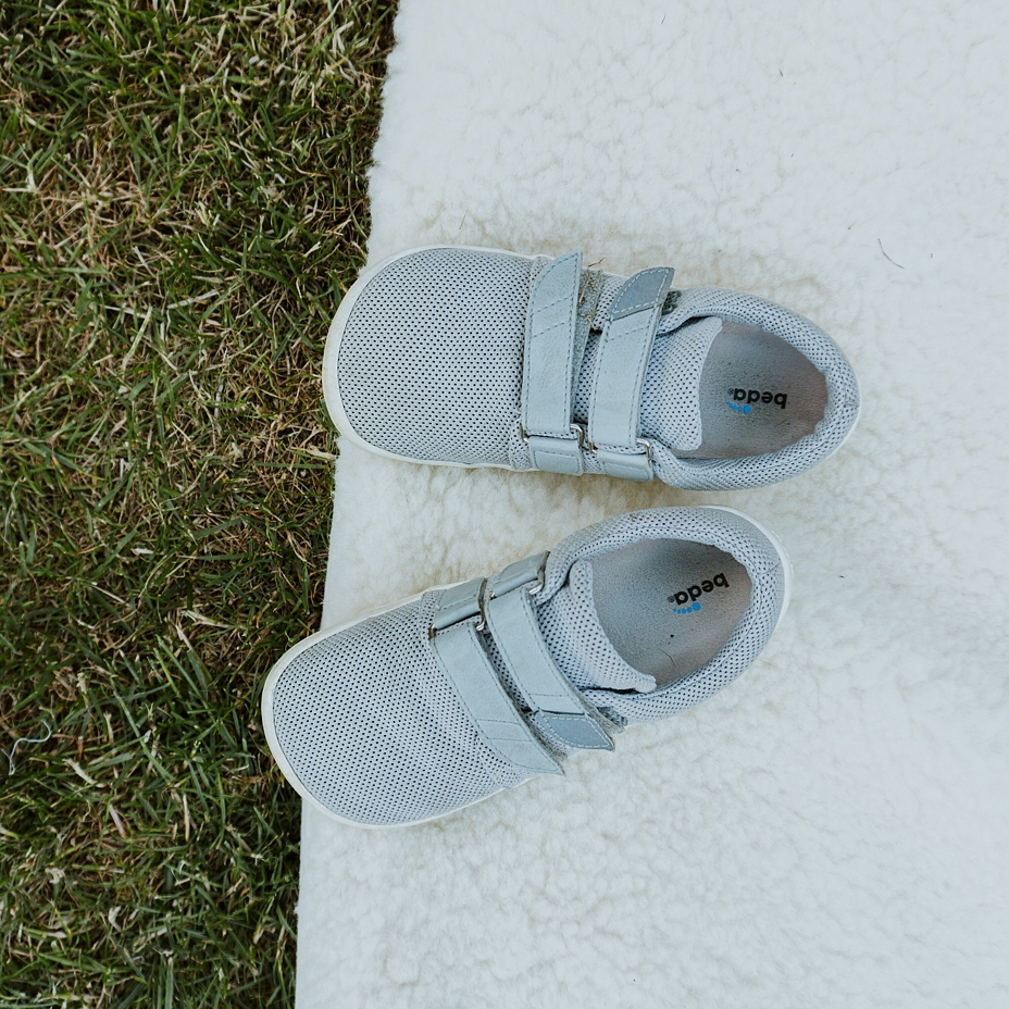 Kinder barefoot ademende sneakers met klittenband Beda, grijs