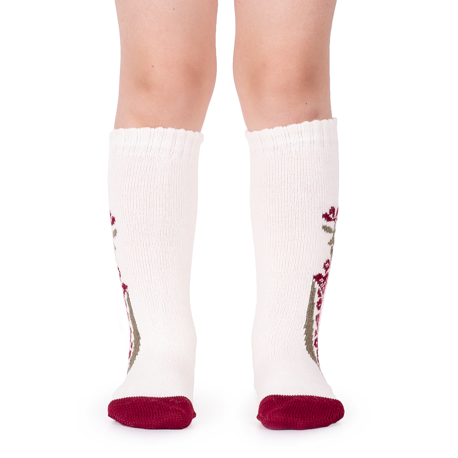 Kinder kniekousen Merino folklore rood