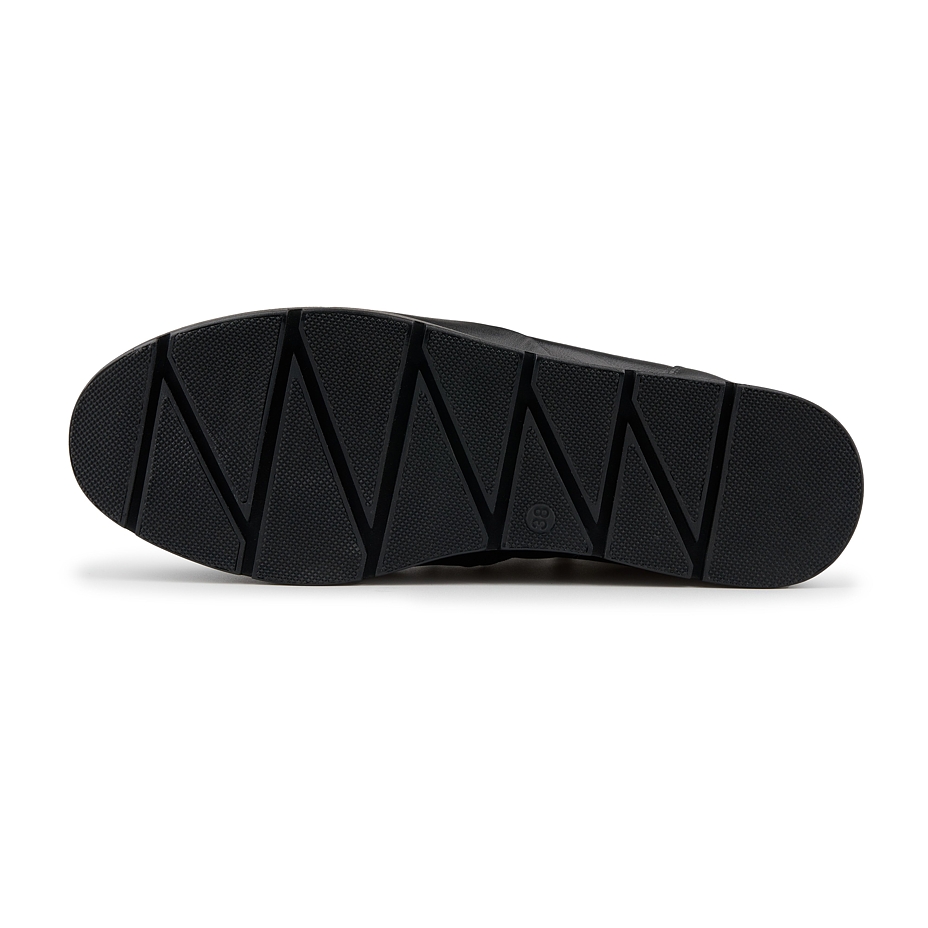 Lederen geïsoleerde dames enkelsneakers met ritssluiting Manon, zwart