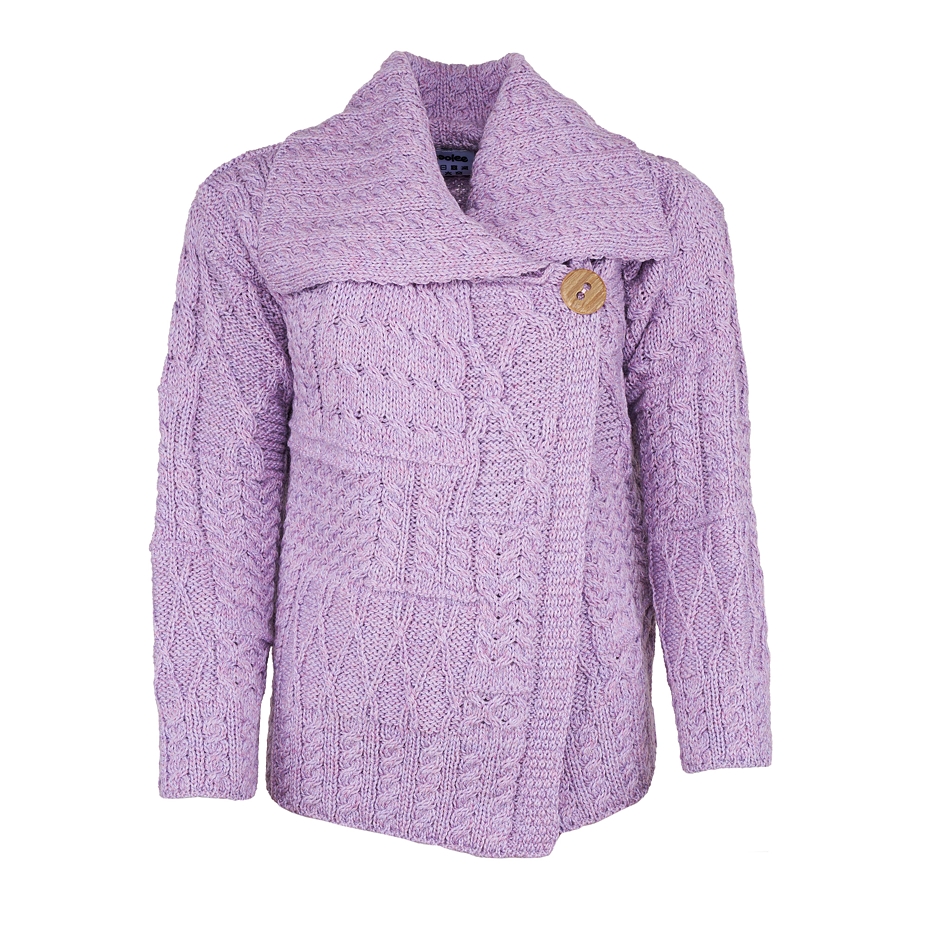 Wollen damestrui Merino met knoopsluiting, paars